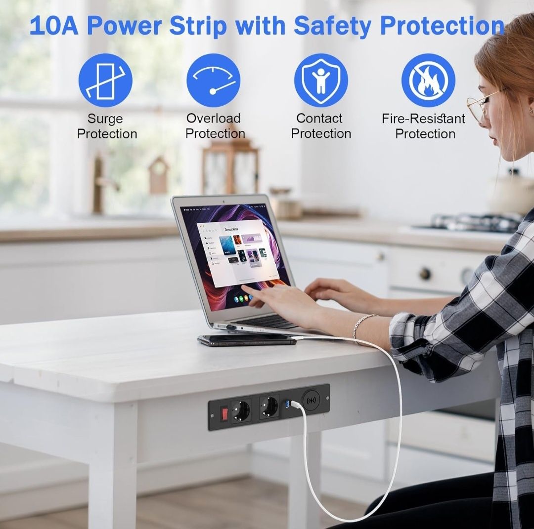 Gniazdko stołowe z USB C PD20 W formie zabudowy