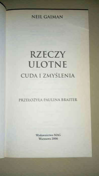 Rzeczy ulotne. Neil Gaiman