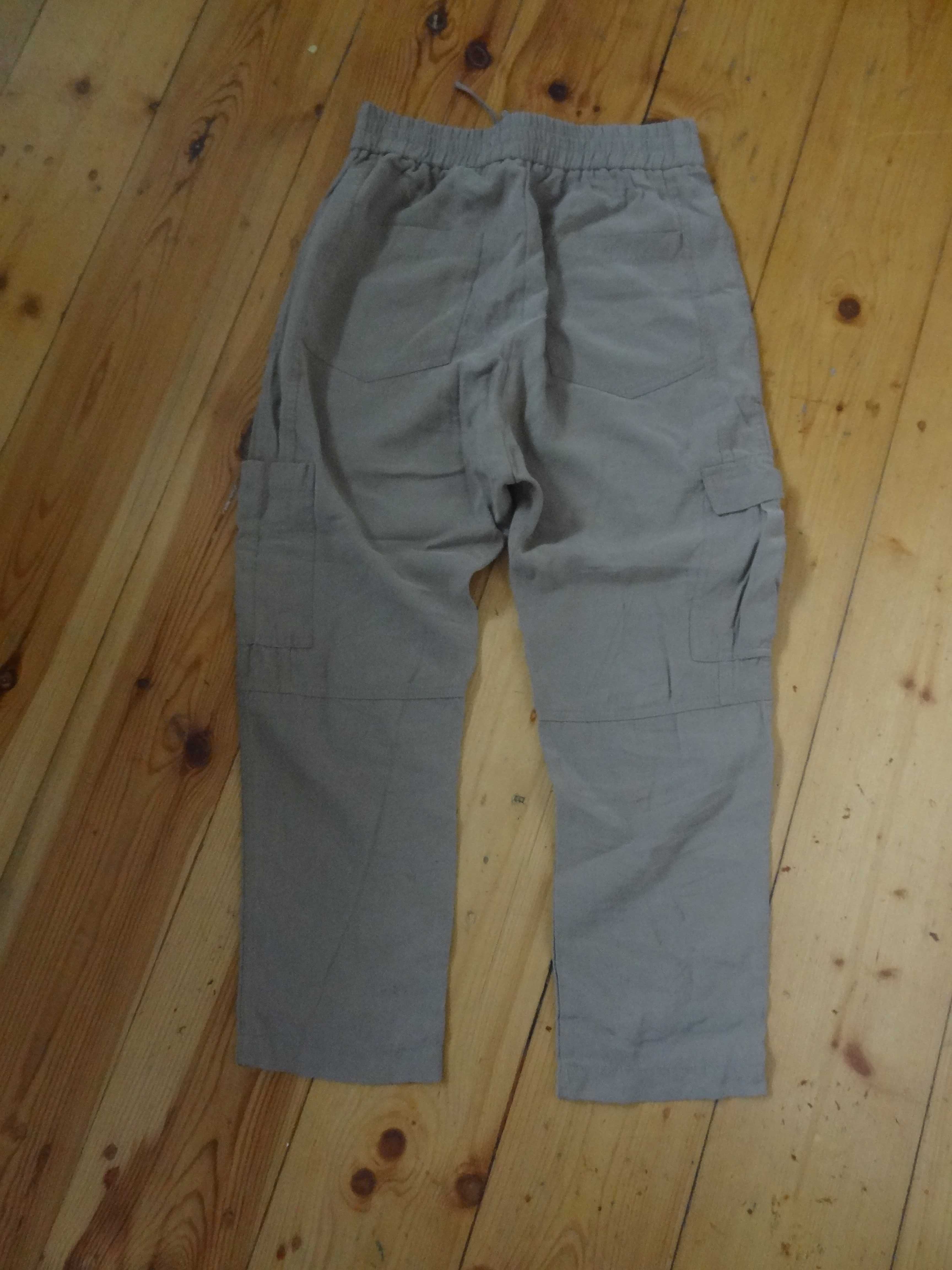 Spodnie na gumce, z kieszeniami po bokach, khaki, Zara, rozm. M