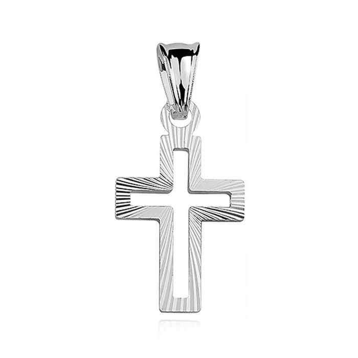 Męski Srebrny Mały Krzyż 925 Diamentowany Krzyżyk Zawieszka Rodowana G