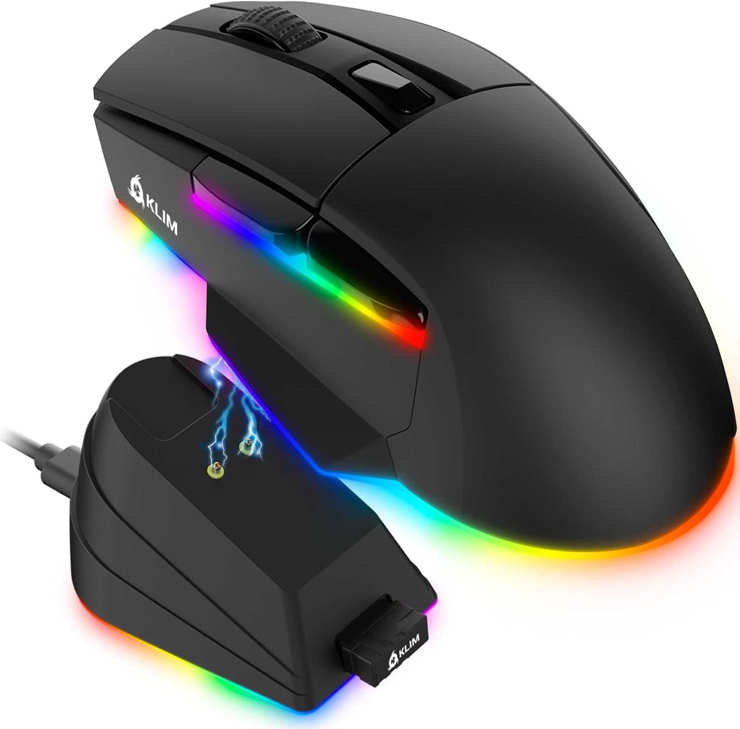 Mysz gamingowa KLIM Blaze X RGB 12000 DPI + stacja ładująca model 2023