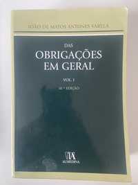 Livro Obrigações em Geral Volume I - Antunes Varela