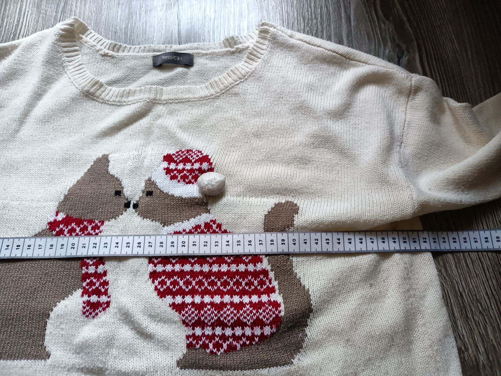 Sweter sweterek Świąteczny wiewiórki  dziecięcy  Zima róż S Yessica
