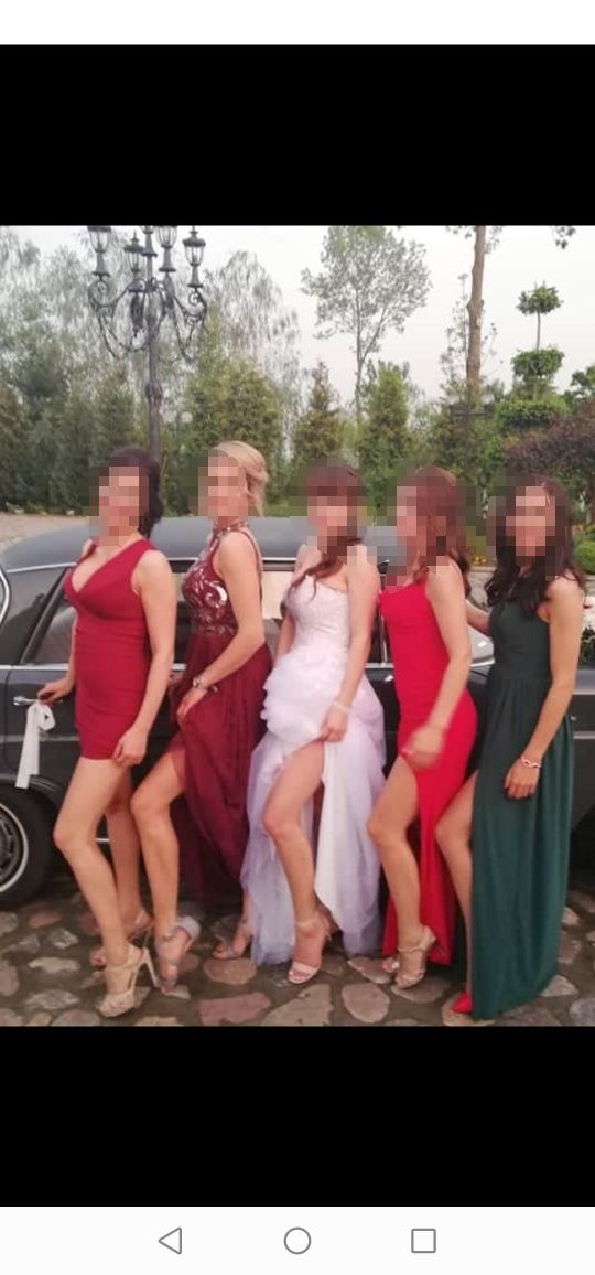 Sukienka bordowa studniówka wesele maxi długa zalando 36 34 38