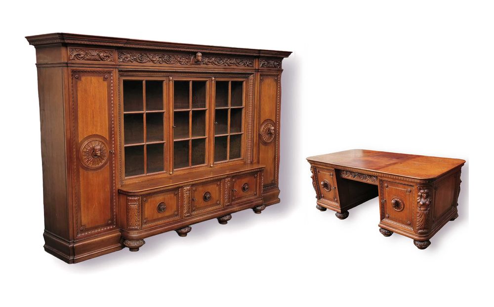 Ogromny neorenesansowy komplet gabinetowy z 1925 r.