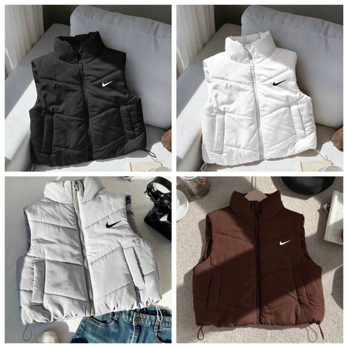 Жіноча жилетка Nike коротка синтепон 200 42-44 46-48 Плащівка Весна/ос