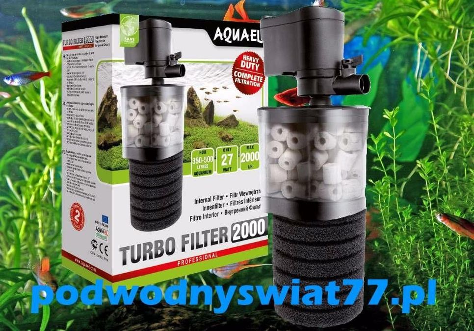 Aquael TURBO FILTER 500->2000 nowy 2l. gwar. - Filtr wew - akwarium