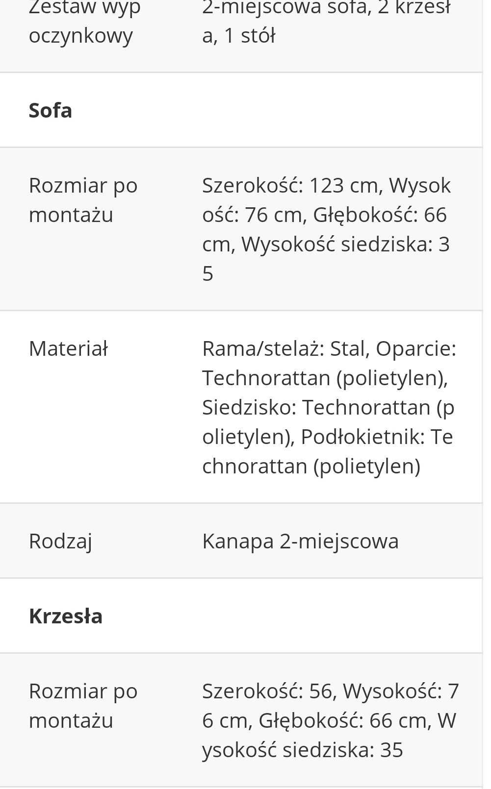 Jysk MORA technorattan kanapa fotele stół nowe