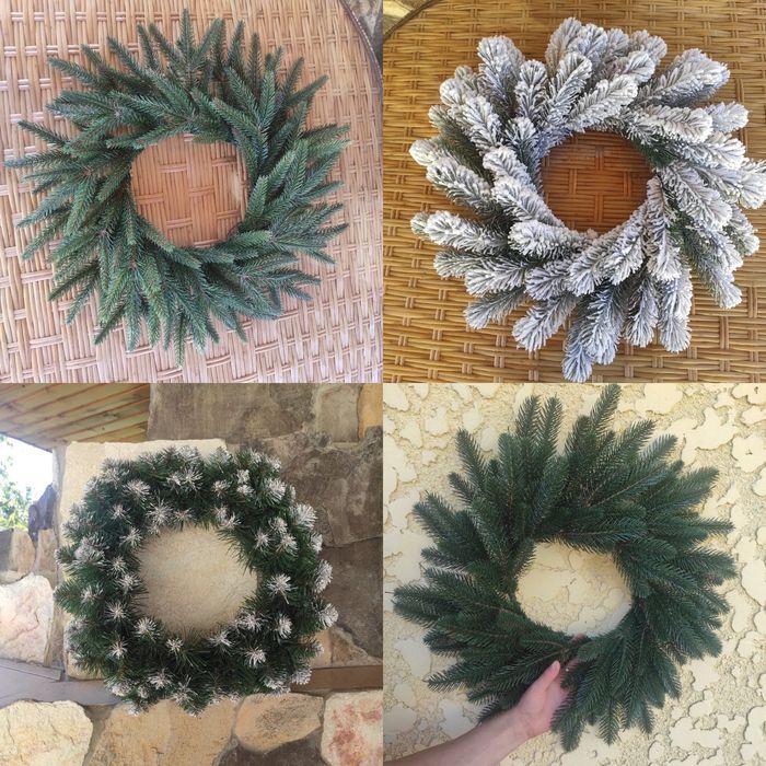 Віночок новорічний з білими кінчиками д-р 50 см