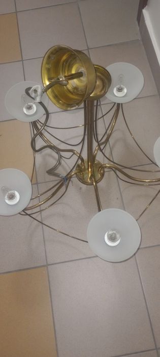 Żyrandol mosiężny lata 60
