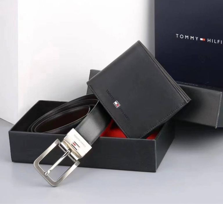 Мужской набор томми хилфигер  ремень томі хедфігер ремінь та гаманець