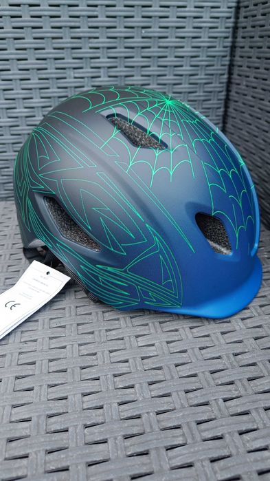 Kask rowerowy dla dzieci niebieski zielone wzory Nowy