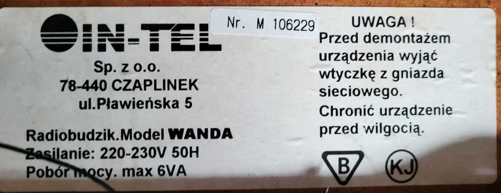 Radio z budzikiem Wanda-2. Sprawne. TANIO!
