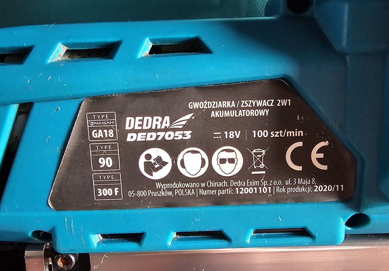 Gwoździarka akumulatorowa Zszywacz DEDRA DED7053. 18V SAS+ALL