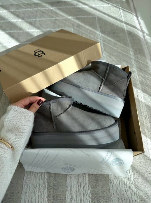 UGG ultra mini platform grey / Зимові угги ультра міні на платформі