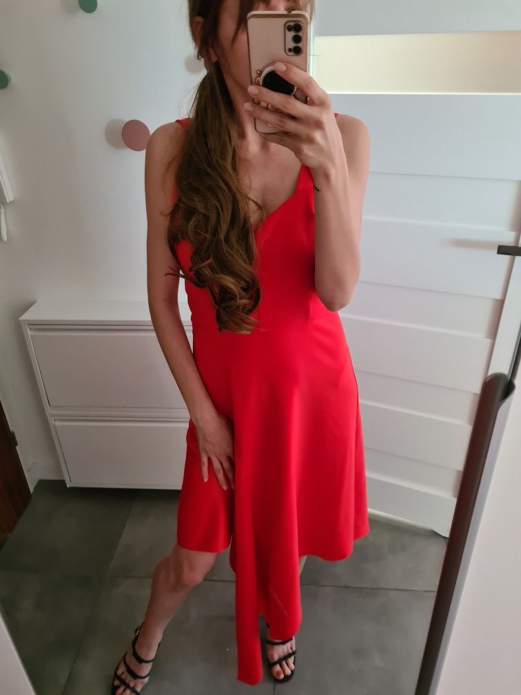 Debüt XL 42 piękna czerwona sukienka ślub wesele