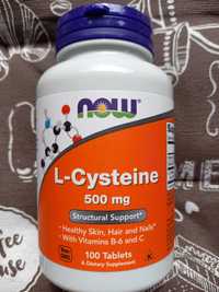 NOW Foods L-Cysteine, л цистеин для волос кожи и ногтей 500 мг 100 шт