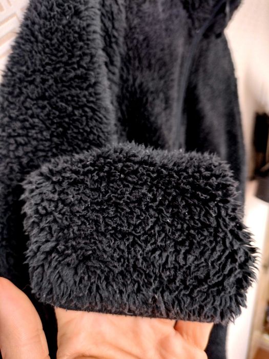 Polar bluza czarna futerko na stójce zamek misio teddy puszysty S