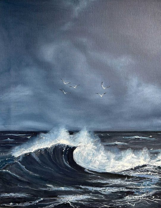 Картина Морський пейзаж Морська волна Полотно 50/40 Олія