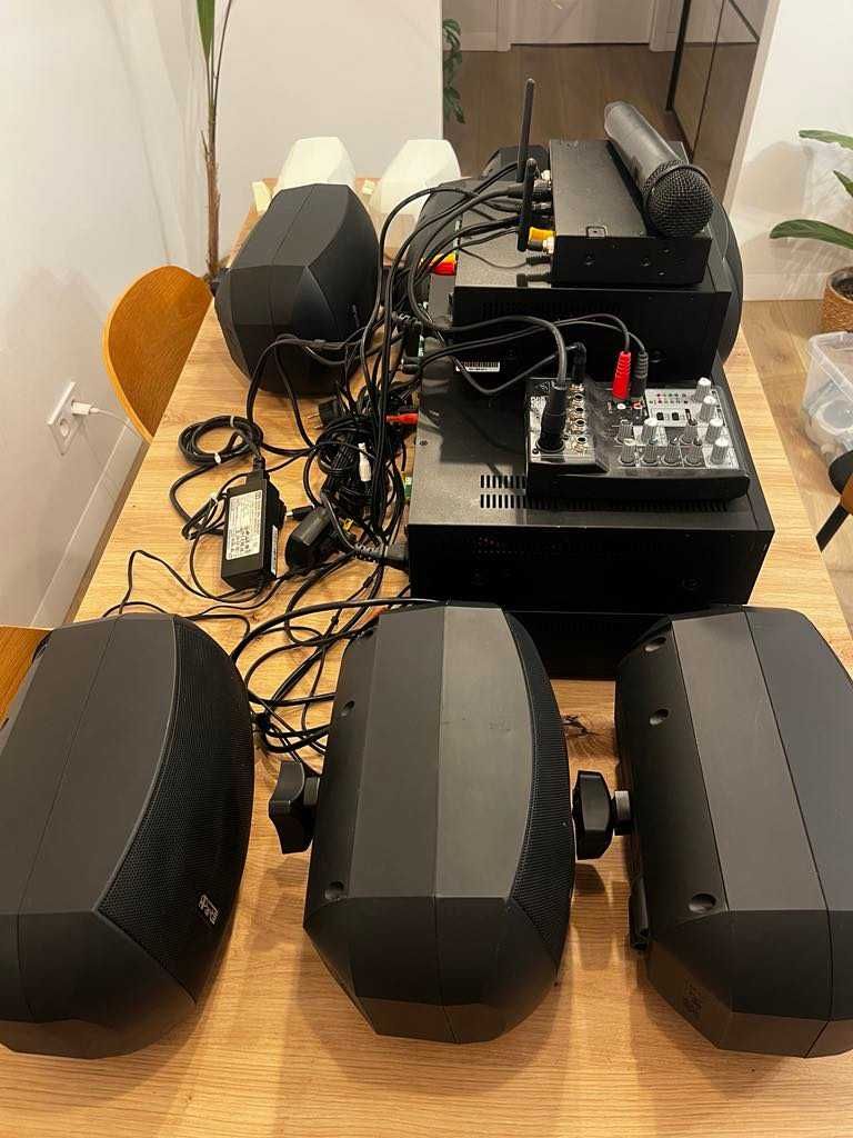 Zestaw nagłośnienia Apart + 3x wzmacniacz + 8 głośników + mikrofon