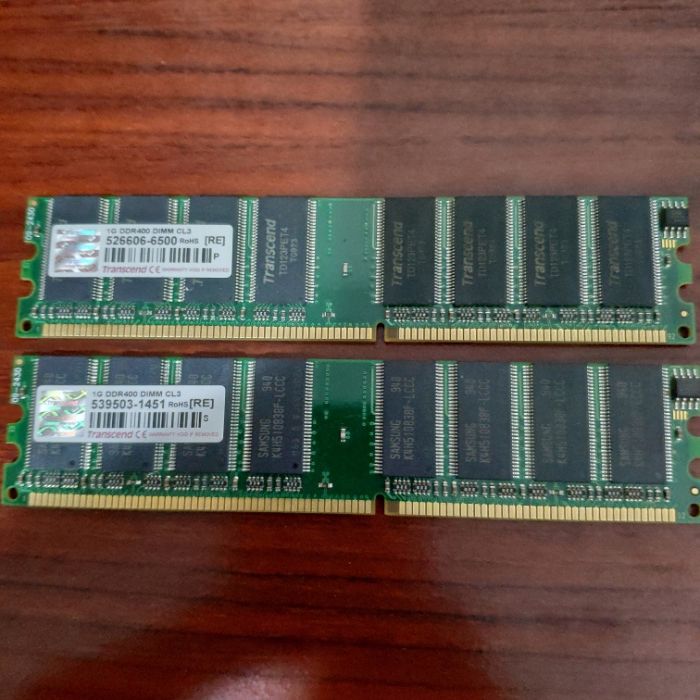 Memória Transcend JetRam 2x1GB DIMM DDR400 CL3 1GB 400MHz