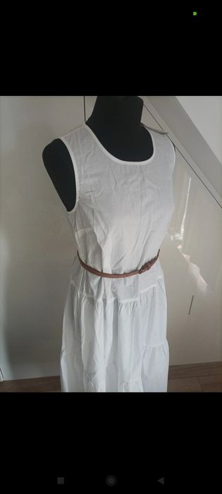 Długa letnia, biała sukienka Reserved 38-40