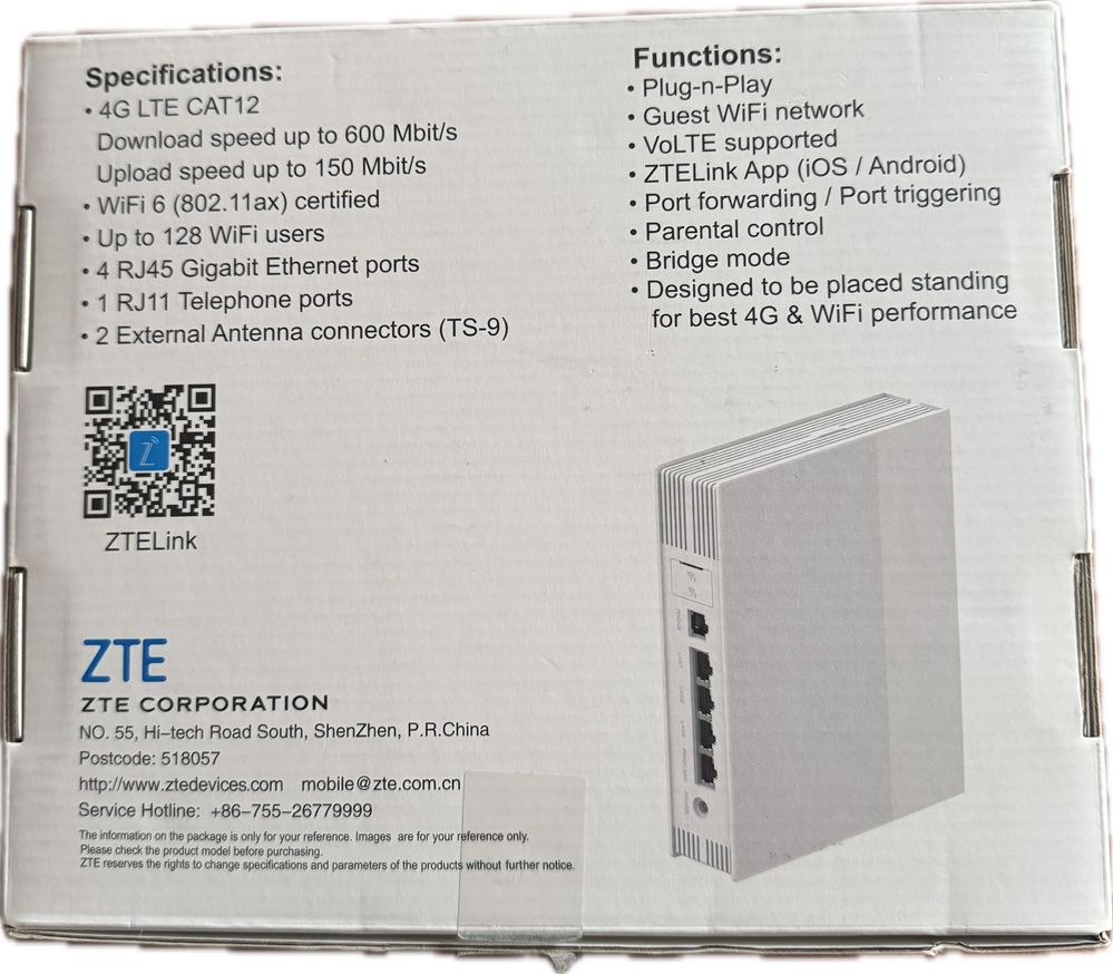 Router stacjonarny ZTE MF297D LTE kat. 12 WiFi 6