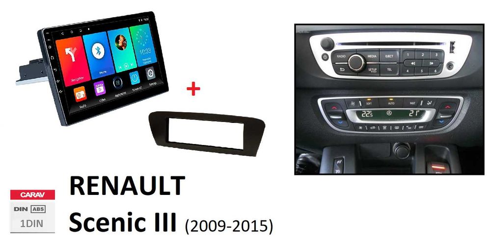 (NOVO) Rádio 1DIN • Renault SCENIC II / III (2004 a 2015) Android 2/3