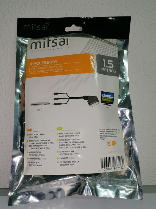 Cabo Vídeo SCART/3RCA da MITSAI de 1,5m