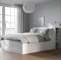 Łóżko 160x200 Ikea BRIMNES białe z zagłówkiem i materacem, jak nowe