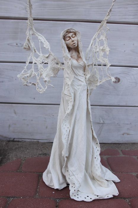 anioł pawertex, prezent na świeta, ecru, rękodzieło, handmade