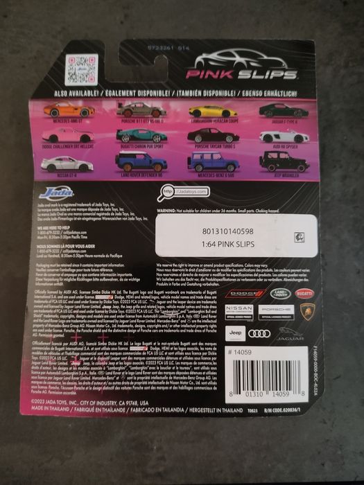 Dodge Challenger SRT HELLCAT Jada Diecast Pink Slips jak Hot Wheels