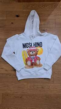 Moschino bluza z kapturem biała bawełna teddy bear miś z misiem