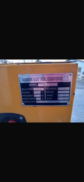 Agregat Prądotwórczy Kawakenki 40 KVA Możliwa zamiana.