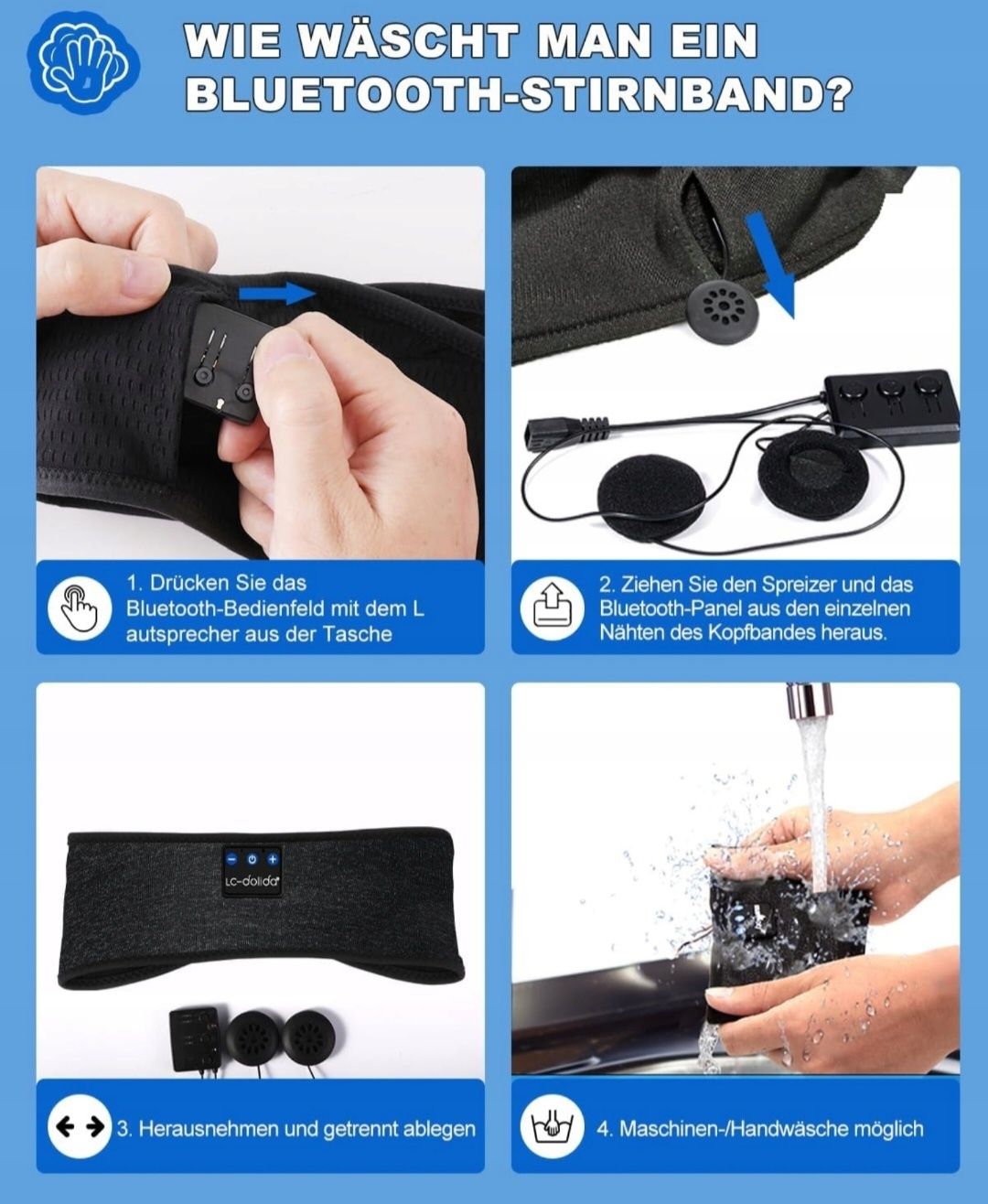 Opaska ze Słuchawkami Bezprzewodowymi do Biegania spania  Bluetooth