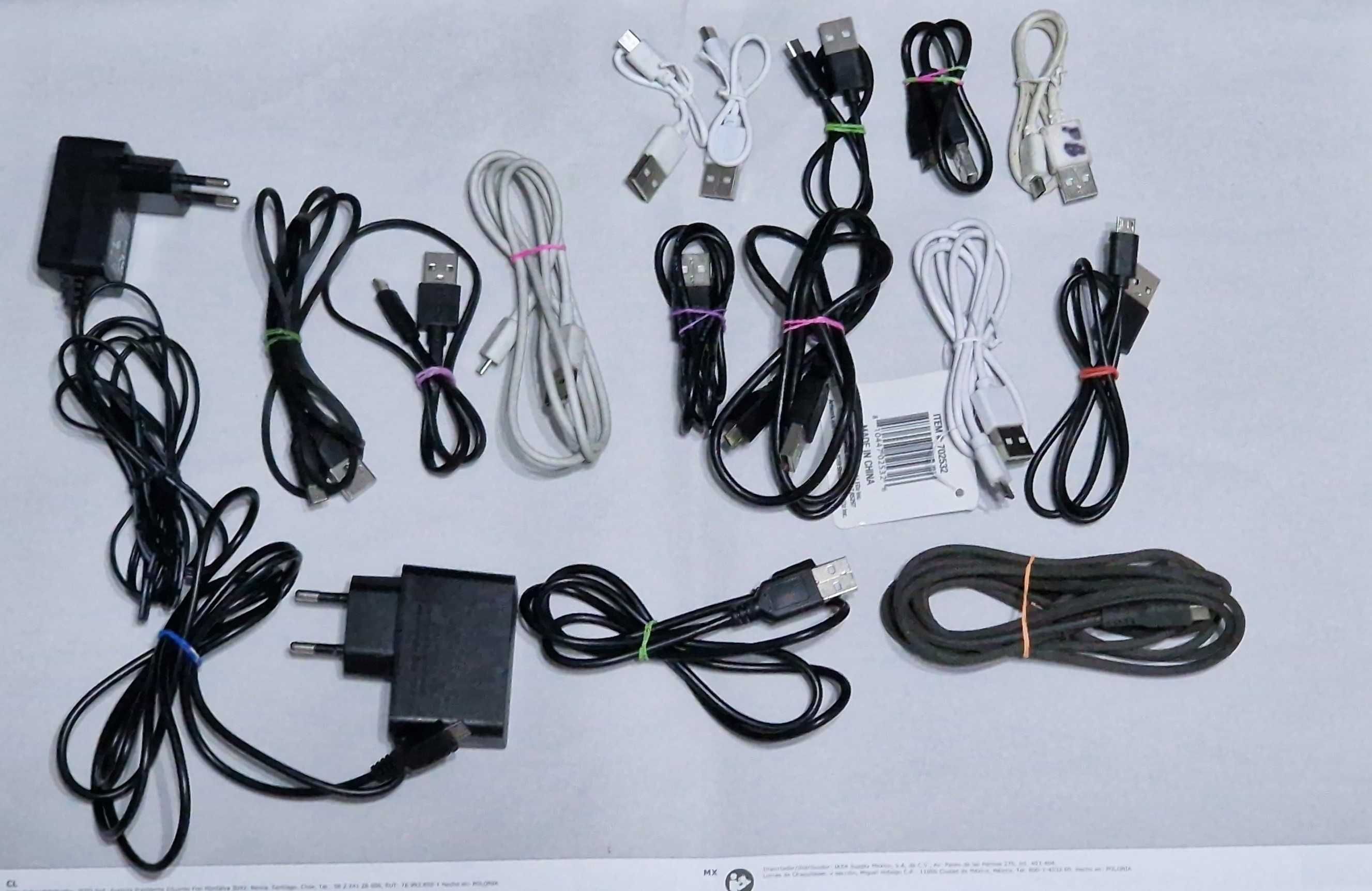 Zestaw 14 kabli Micro USB do USB A + 2 Ładowarki