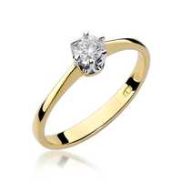 Złoty pierścionek zaręczynowy z brylantem 0,20ct złoto 585 piękny