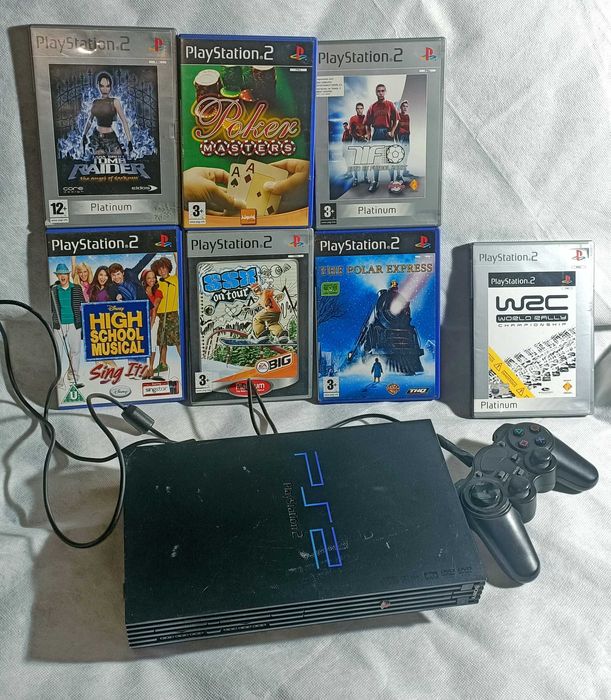 Sony Playstation 2 ( PS2  FAT ) + comando + 7 jogos