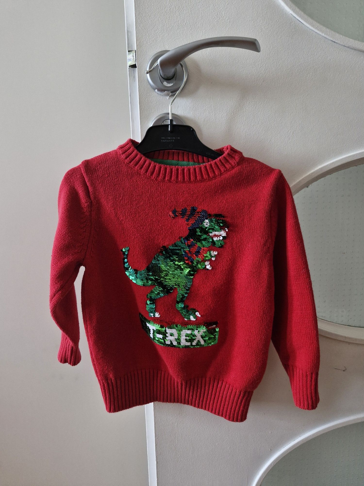 Sweter czerwony dinozaur t-rex święta H&M 104