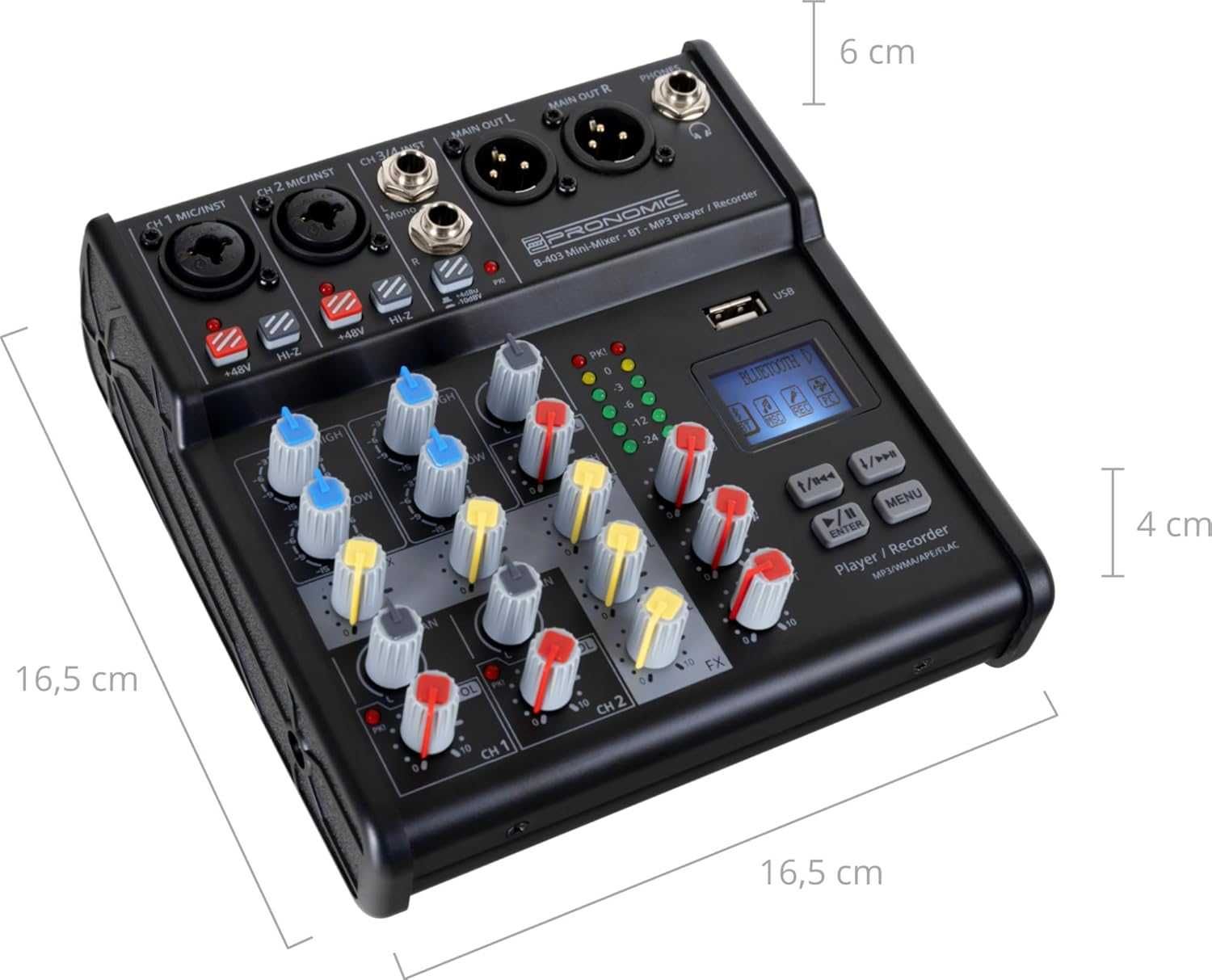 Pronomic B-403 mini mikser Bluetooth i nagrywaniem USB kompaktowy