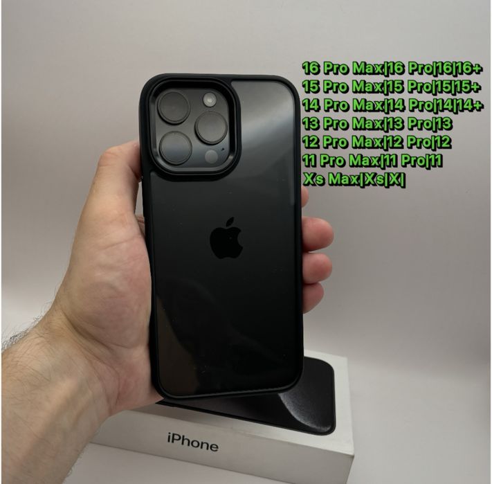 Чехол на IPhone 16 Pro Max Black, 16 Pro - 11 Pro (Xs Max), прозрачный