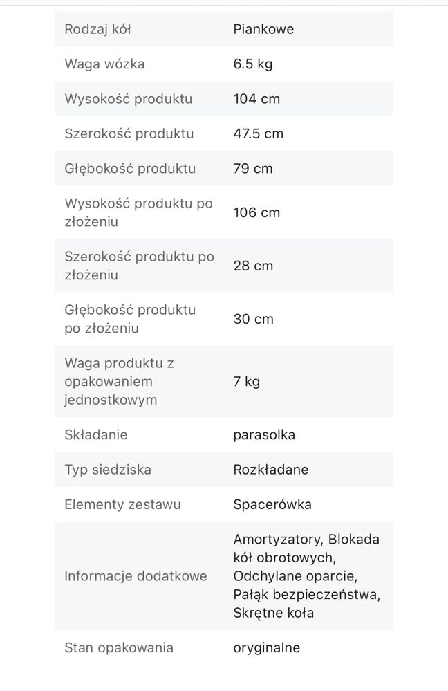 Wòzek dziecięcy parasolka składany