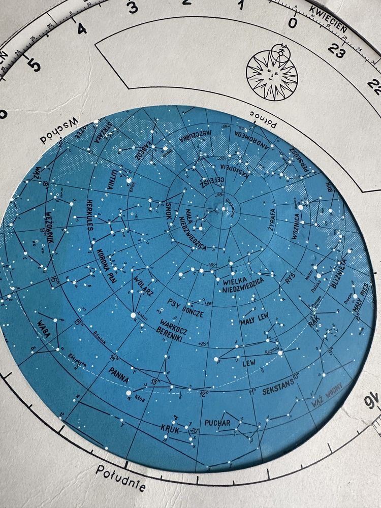 Stara obrotowa mapa nieba Kraków 1964 unikat kolekcjonerska