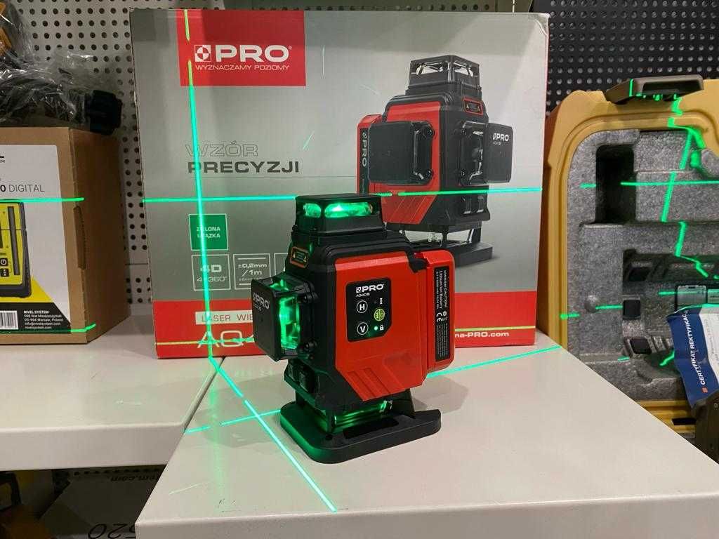 Laser Krzyżowy Zielony PRO AQ4DG Zestaw 4 Wiązki Leica Nivel Hilti