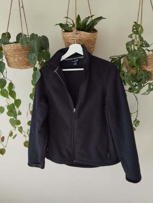 Ciepła bluza, kurtka polarowa, granatowa, w góry, z zasuwanymi kieszen