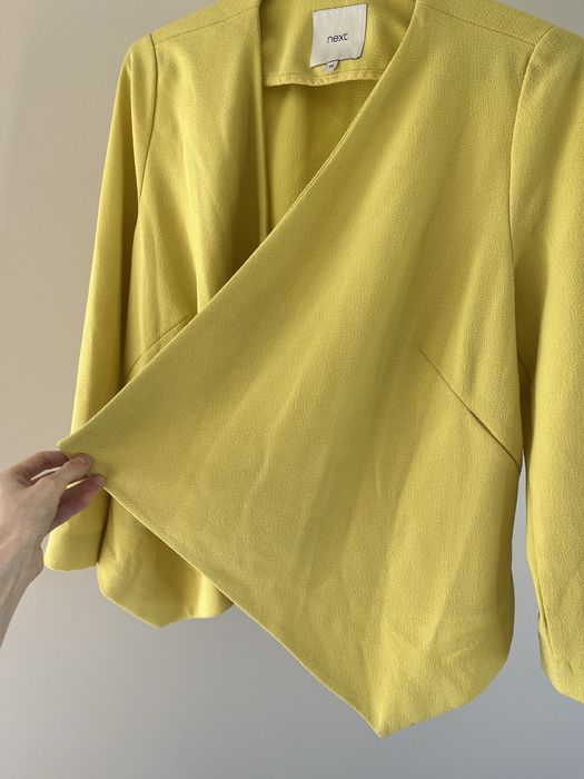 Żółty asymetryczny żakiet marynarka 8 NEXT limonka cytrynowy