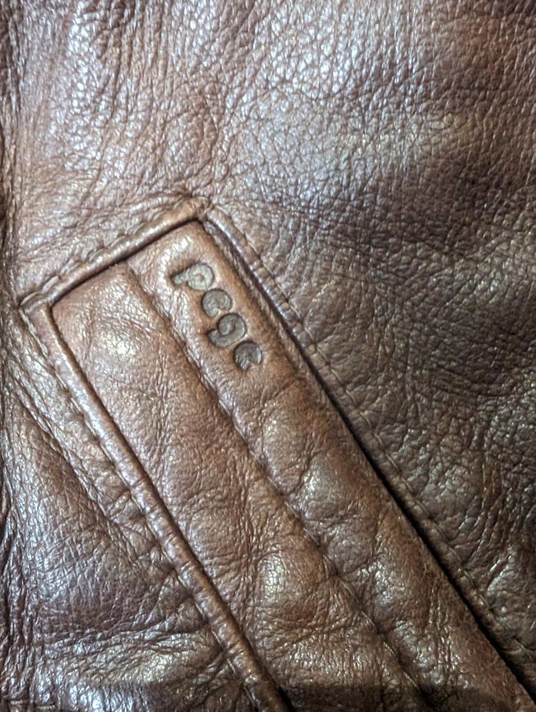 Brązowa kurtka skórzana skóra naturalna prawdziwa vintage pege