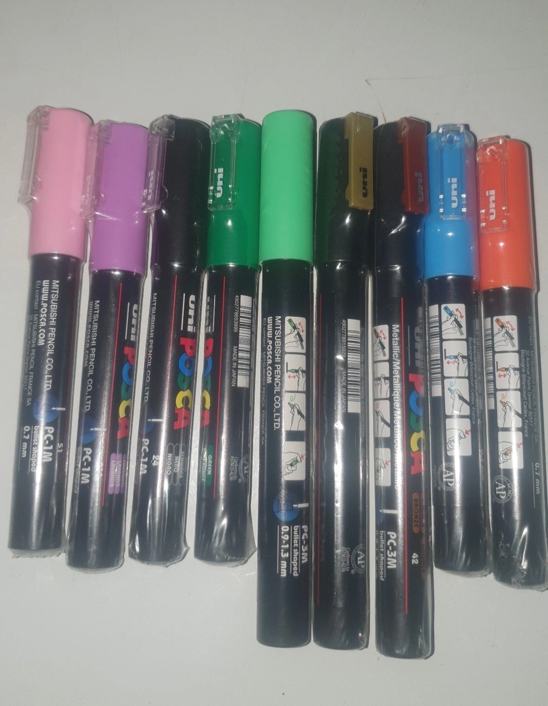 Conjunto 9 Canetas Posca novas bullet shaped