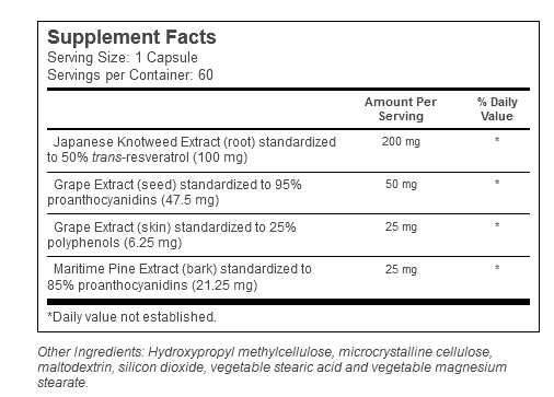 Vitacost Trans-Resveratrol Plus, 100 мг, 60 капс