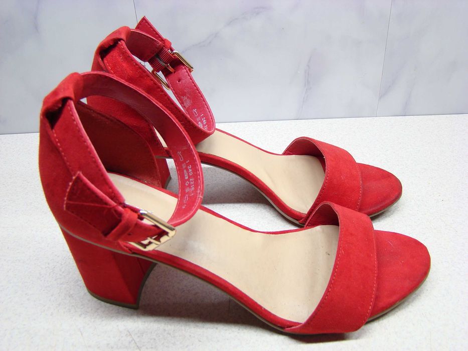 Graceland czerwone sandały R.41 – eleganckie, wygodne stabilny obcas